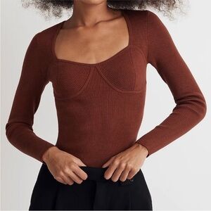 NWT Madewell The‎ Signature Knit Sweater Top - Stained Mahogany